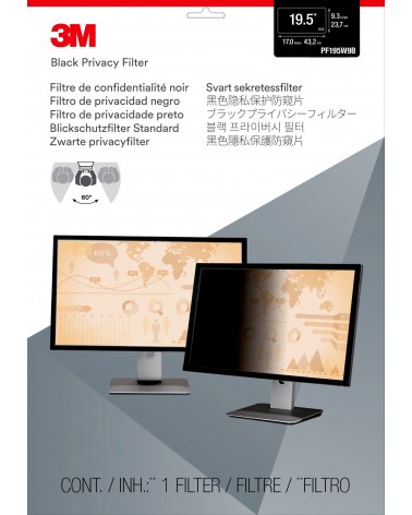 icecat_3M Filtro de privacidad de para monitor de escritorio con pantalla panorámica de 19,5"