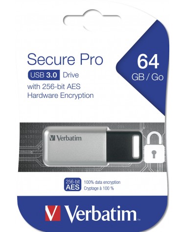 icecat_Verbatim Secure Pro - Unidad USB 3.0 de 64 GB - Plata