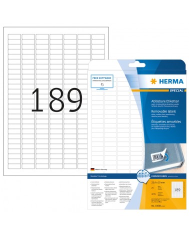 icecat_HERMA Removable labels A4 25.4x10 mm white Movables removable paper matt 4725 pcs.