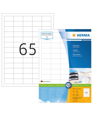 icecat_HERMA Étiquettes Premium A4 38.1x21.2 mm, blanches, papier mat, 6500 pcs