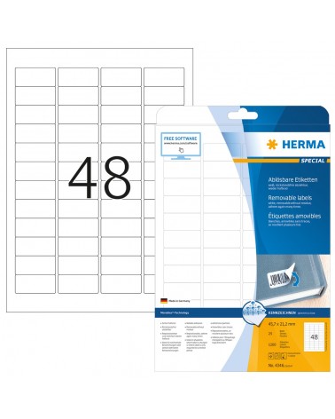 icecat_HERMA Removable labels A4 45.7x21.2 mm white Movables removable paper matt 1200 pcs.