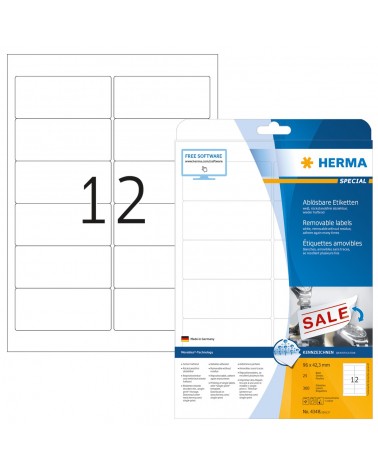 icecat_HERMA Removable labels A4 96x42.3 mm white Movables removable paper matt 300 pcs.