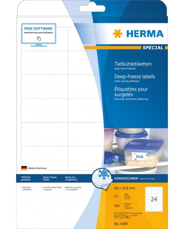 icecat_HERMA Étiquettes pour surgelés A4 66x33.8 mm, blanches, papier mat, 600 pcs