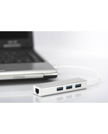 icecat_Digitus DA-70250-1 hub & concentrateur USB 3.2 Gen 1 (3.1 Gen 1) Type-A 1000 Mbit s Argent, Blanc
