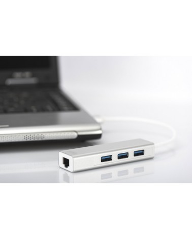 icecat_Digitus DA-70250-1 rozbočovač rozhraní USB 3.2 Gen 1 (3.1 Gen 1) Type-A 1000 Mbit s Stříbrná, Bílá