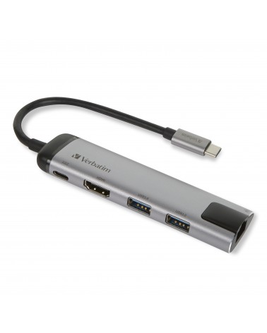 icecat_Verbatim 49141 interface hub USB 3.2 Gen 1 (3.1 Gen 1) Type-C 1000 Mbit s Black, Silver