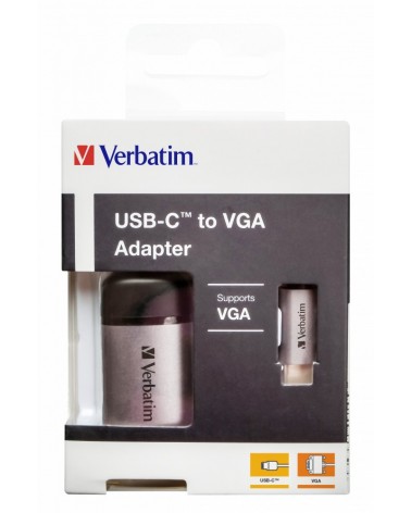 icecat_Verbatim 49145 Videokabel-Adapter 0,01 m USB Typ-C VGA (D-Sub) Schwarz, Silber