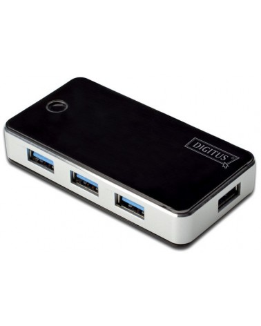 icecat_Digitus USB 3.0, 4-ports HUB schwarz 4xUSB A F,1xUSB A F, Cable AM-AM 1.2M incl. 5V 3,5A Netzteil