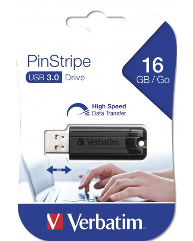 icecat_Verbatim PinStripe 3.0 - Memoria USB 3.0 da 16 GB  - Nero