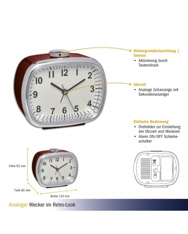 icecat_TFA-Dostmann 60.1032.05 despertador Reloj despertador analógico Rojo, Plata