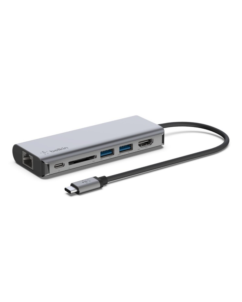 icecat_Belkin AVC008BTSGY rozbočovač rozhraní USB 3.2 Gen 1 (3.1 Gen 1) Type-C 5000 Mbit s Černá, Šedá