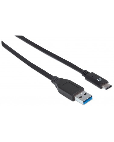 icecat_Manhattan SuperSpeed+ USB-C Anschlusskabel, USB 3.1, Gen 2, Typ A Stecker - Typ C Stecker, 10 Gbps, 1 m, Schwarz