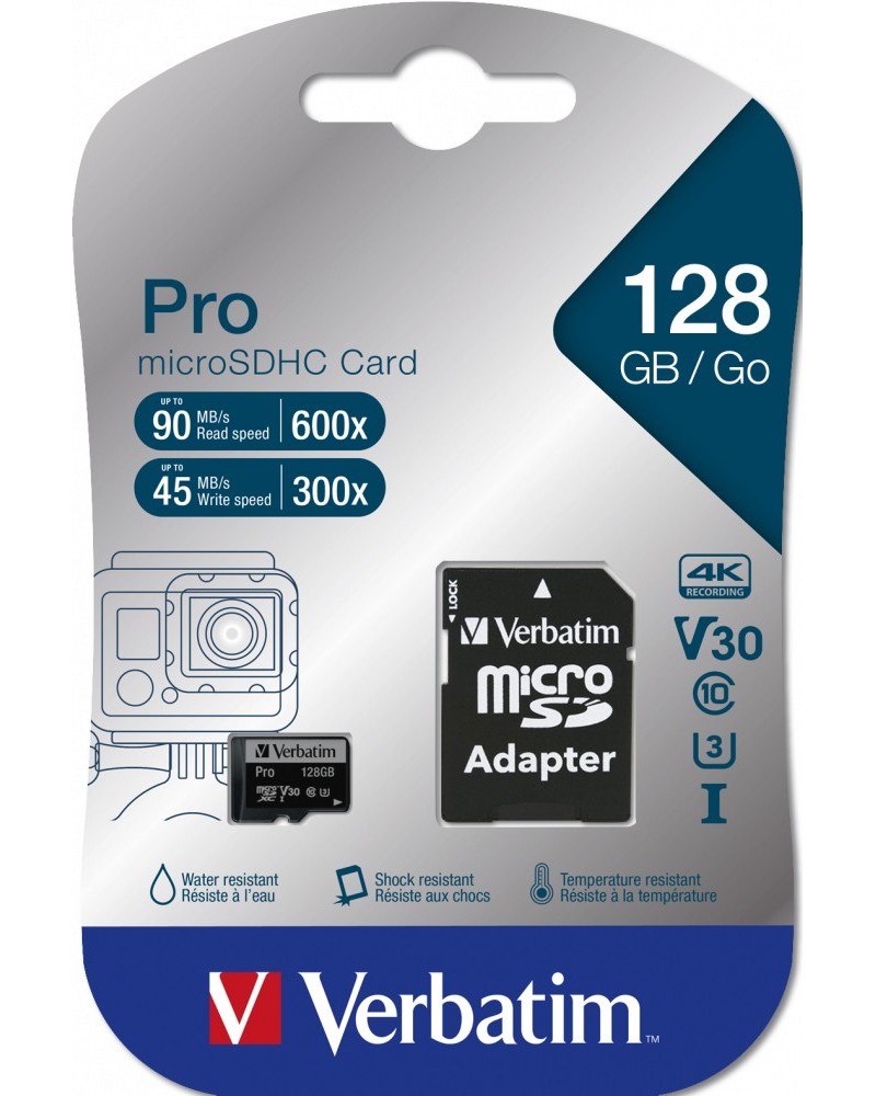 icecat_Verbatim Pro memory card 128 GB MicroSDXC UHS-I Class 10