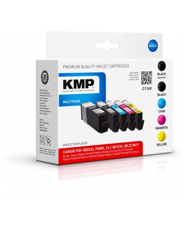 icecat_KMP 1576,0255 inkoustová náplň 4 kusů Kompatibilní Extra (Super) vysoká výtěžnost Černá, Azurová, Purpurová, Žlutá