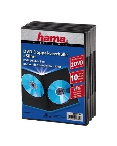 icecat_Hama DVD Slim Double-Box 10, Black 2 disques Noir
