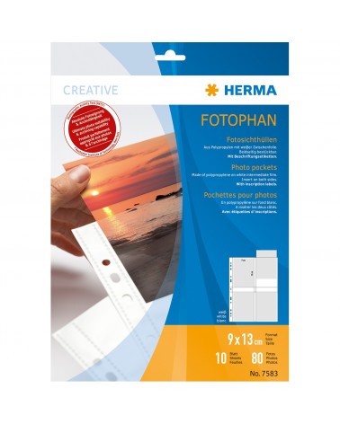 icecat_HERMA Fotophan transparent photo pockets 9x13 cm portrait white 10 pcs.