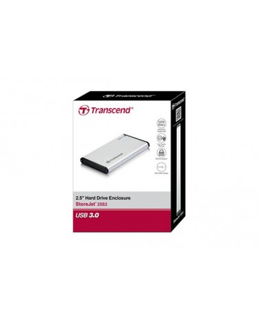icecat_Transcend StoreJet 25S3 Carcasa de disco duro SSD Plata 2.5" USB con suministro de corriente