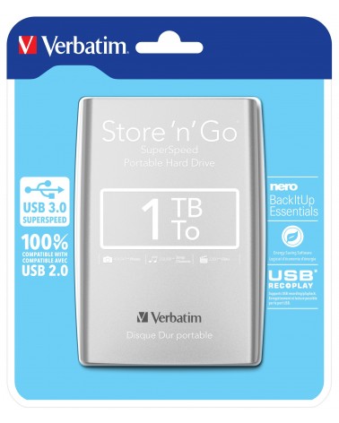 icecat_Verbatim Disque dur portable USB Store 'n' Go 3.0, 1 To, Argenté