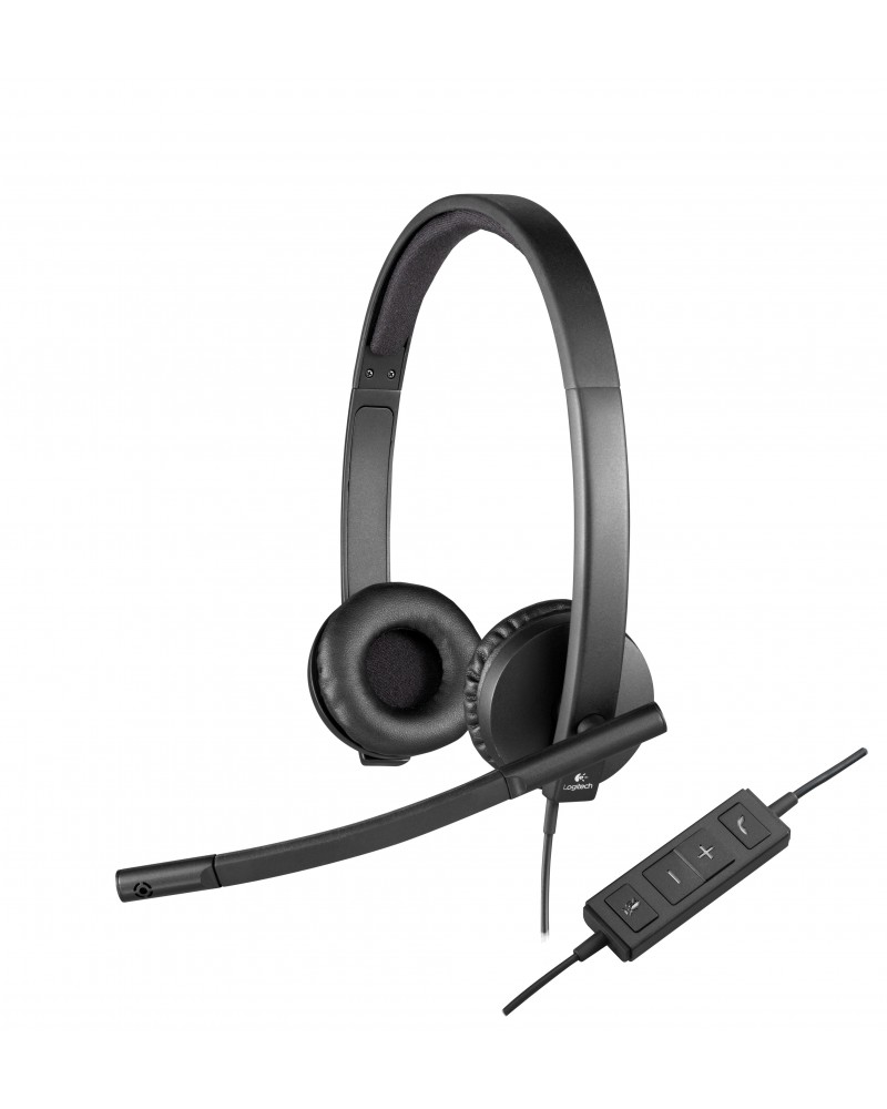 icecat_Logitech USB Headset H570e Sluchátka s mikrofonem Přes hlavu Černá