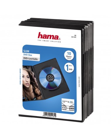 icecat_Hama DVD Slim Box 10, Black 1 discos Negro