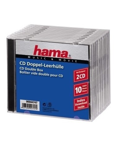 icecat_Hama CD Double Jewel Case Standard, Pack 10 2 dischi Trasparente