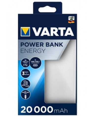 icecat_Varta Energy 20000 batteria portatile Polimeri di litio (LiPo) 20000 mAh Nero, Bianco