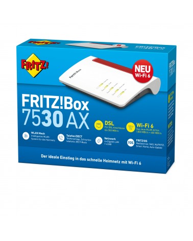 icecat_AVM FRITZ!Box 7530 AX router wireless Gigabit Ethernet Dual-band (2.4 GHz 5 GHz) 3G 4G Bianco