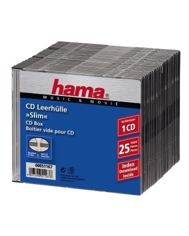 icecat_Hama CD Slim Box, black, pack of 25 pcs 1 discos Negro