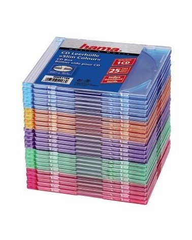 icecat_Hama CD Slim Box Pack of 25, Coloured 1 discos Multicolor