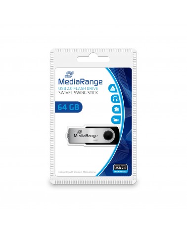icecat_MediaRange 64GB USB 2.0 USB paměť USB Type-A   Micro-USB Černá, Stříbrná