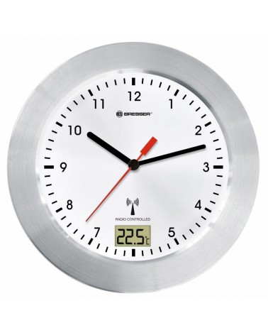 icecat_Bresser Optics MYTIME BATH RC Horloge murale à quartz Cercle Argent, Blanc