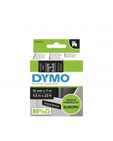 icecat_DYMO D1 - Etiquetas estándar - Blanco sobre negro - 12mm x 7m
