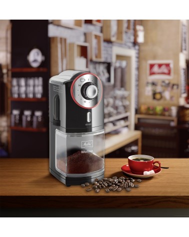 icecat_Melitta Molino coffee grinder 100 W Black, Red, Stainless steel