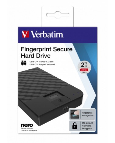 icecat_Verbatim Fingerprint Secure externí pevný disk 2000 GB Černá