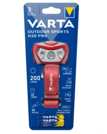 icecat_Varta Outdoor Sports H20 Pro Gris, Rojo Linterna con cinta para cabeza LED