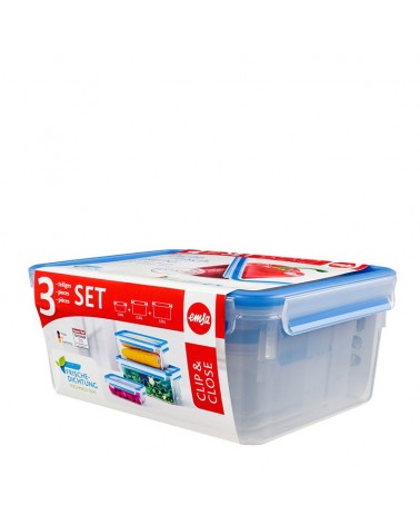 icecat_EMSA 508567 skaldovací nádoba na potraviny Obdélníkový Krabice Modrá, Průsvitné 3 kusů