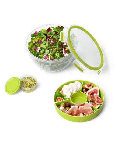 icecat_EMSA CLIP & GO Salad box XL Rotondo Scatola 2,6 L Verde, Trasparente 3 pz