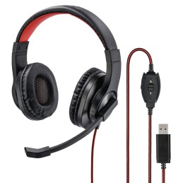 icecat_Hama HS-USB400 Sluchátka s mikrofonem Kabel Přes hlavu Hraní USB Typ-A Černá, Červená