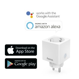 icecat_Hama | Enchufe Inteligente WLAN (3680 W, IP20, Compatible con Alexa y con Google Home, Medidor de consumo, Sin puerta de