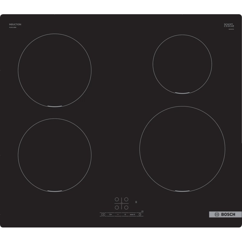 icecat_Bosch Serie 4 PUE611BB5E plaque Noir Intégré 60 cm Plaque avec zone à induction 4 zone(s)