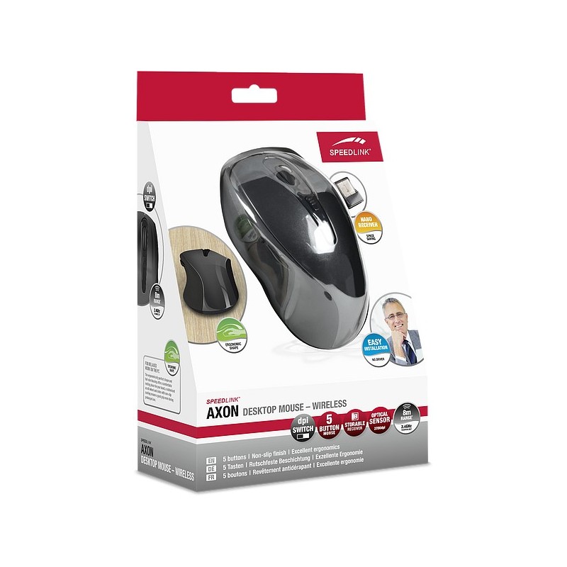 Speedlink AXON Wireless SL-630004-BK Desktop Mouse, Maus