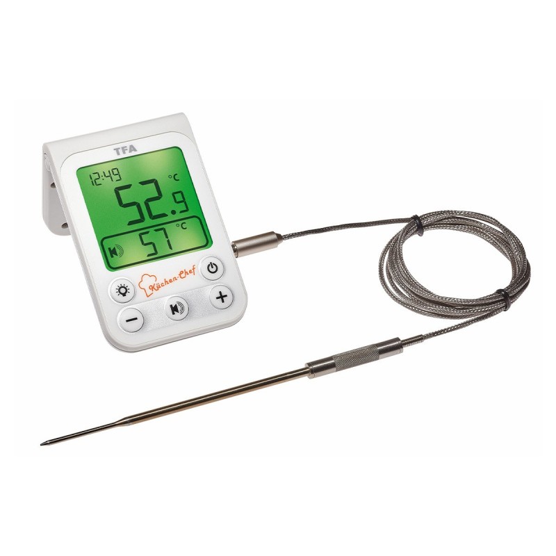 TFA Dostmann Digitales Thermometer weiß mit Kabelfühler