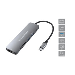 icecat_Conceptronic DONN11G 6-in-1 USB 3.2 Gen 1 Dockingstation, HDMI, 100W USB PD, USB 3.0, USB 2.0, SD, TF MicroSD