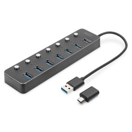 icecat_Digitus USB 3.0 hub, 7-port, switchable, aluminium housing
