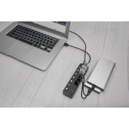 icecat_Digitus Hub USB 3.0, 7 ports, commutable, boîtier aluminium