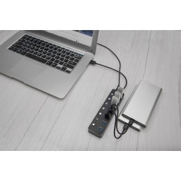 icecat_Digitus USB 3.0 Hub, 7-port, schaltbar, Aluminium Gehäuse