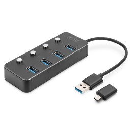 icecat_Digitus USB 3.0 Hub, 4-port, schaltbar, Aluminium Gehäuse