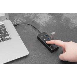 icecat_Digitus USB 3.0 Hub, 4-port, schaltbar, Aluminium Gehäuse