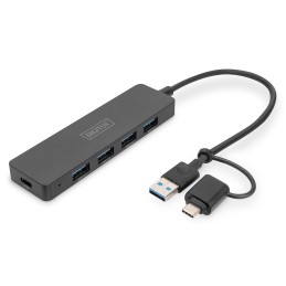 icecat_Digitus DA-70235 rozbočovač rozhraní USB 3.2 Gen 1 (3.1 Gen 1) Type-A + Type-C 12000 Mbit s Černá