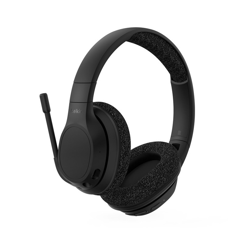 icecat_Belkin SoundForm Adapt Sluchátka s mikrofonem Kabelový a bezdrátový Přes hlavu Hovory hudba USB typu C Bluetooth Černá
